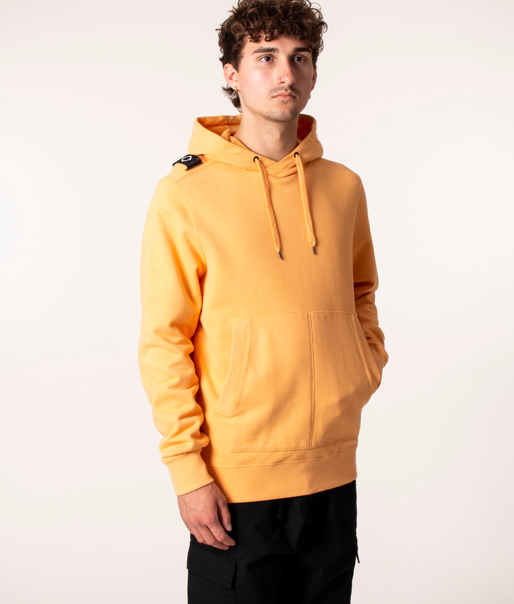 Core Overhead Hoodie in M803 Fiesta, Ma.Strum, EQVVS, Front Angled Model