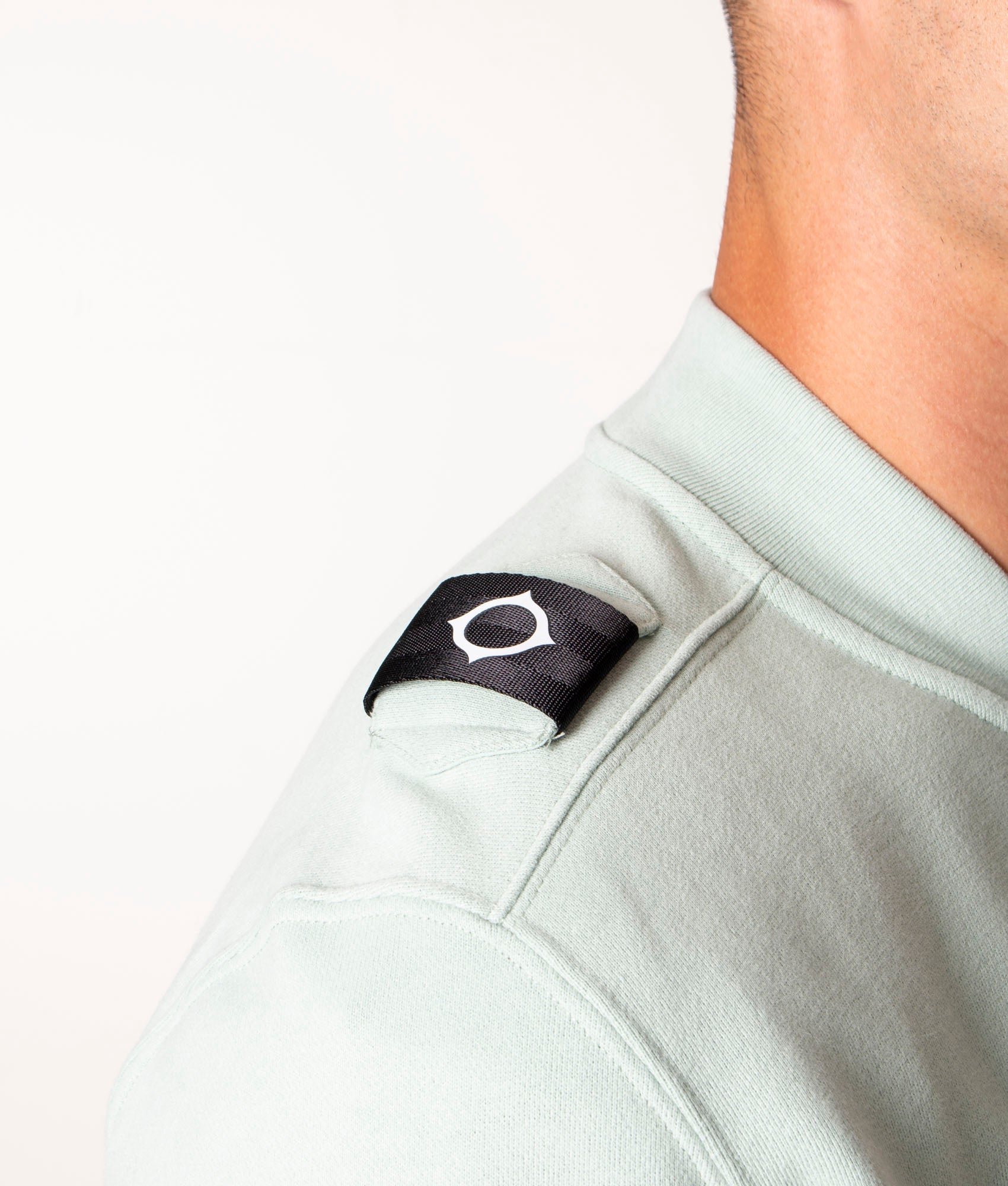 Core Bomber Sweatshirt M314 Sea Green, Ma.Strum, EQVVS, Shoulder detail Model