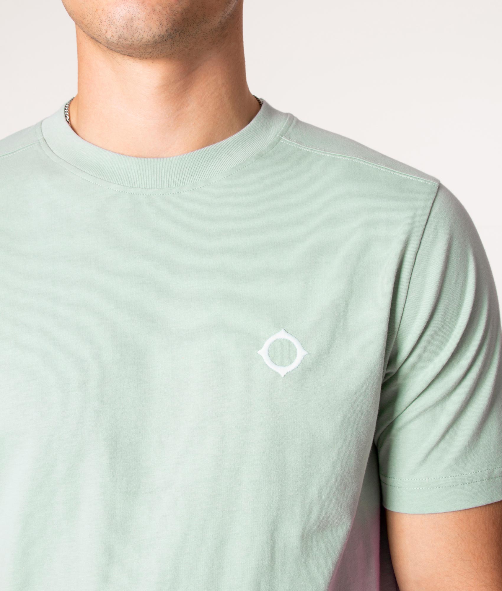 Ma.Strum Back Print T-Shirt in M314 Sea Green, Ma.Strum, EQVVS, Front Detail Model