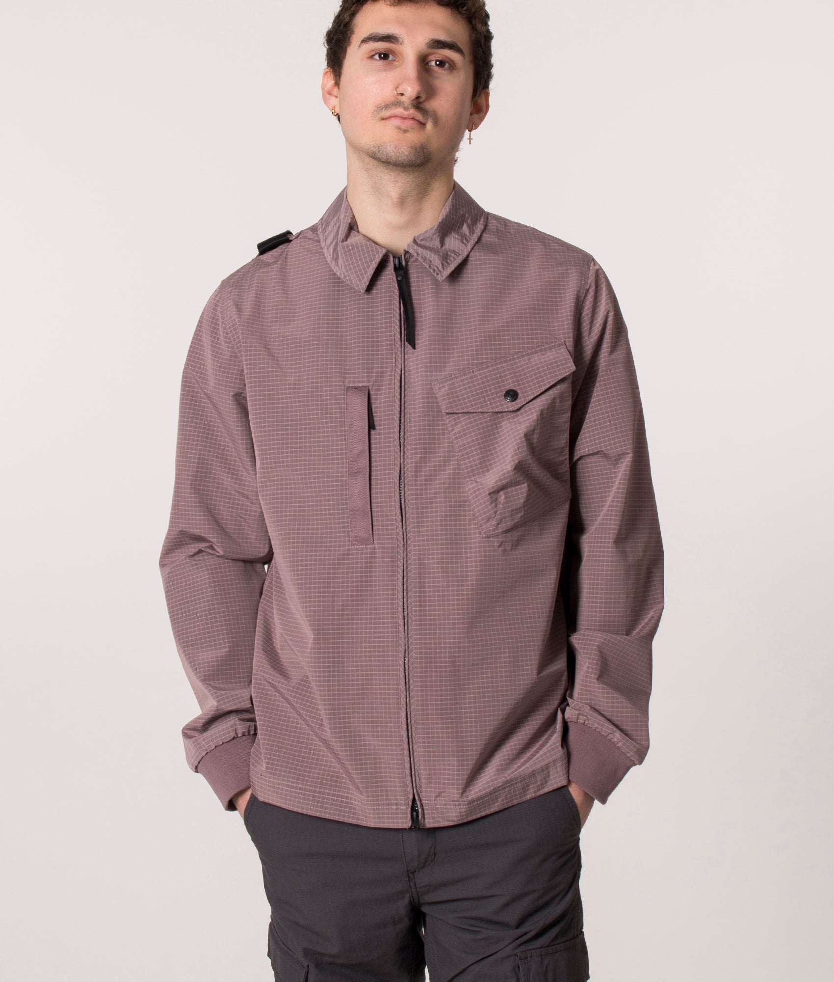 Nylon-Grid-Overshirt-Mud-Pink-Ma.Strum-EQVVS