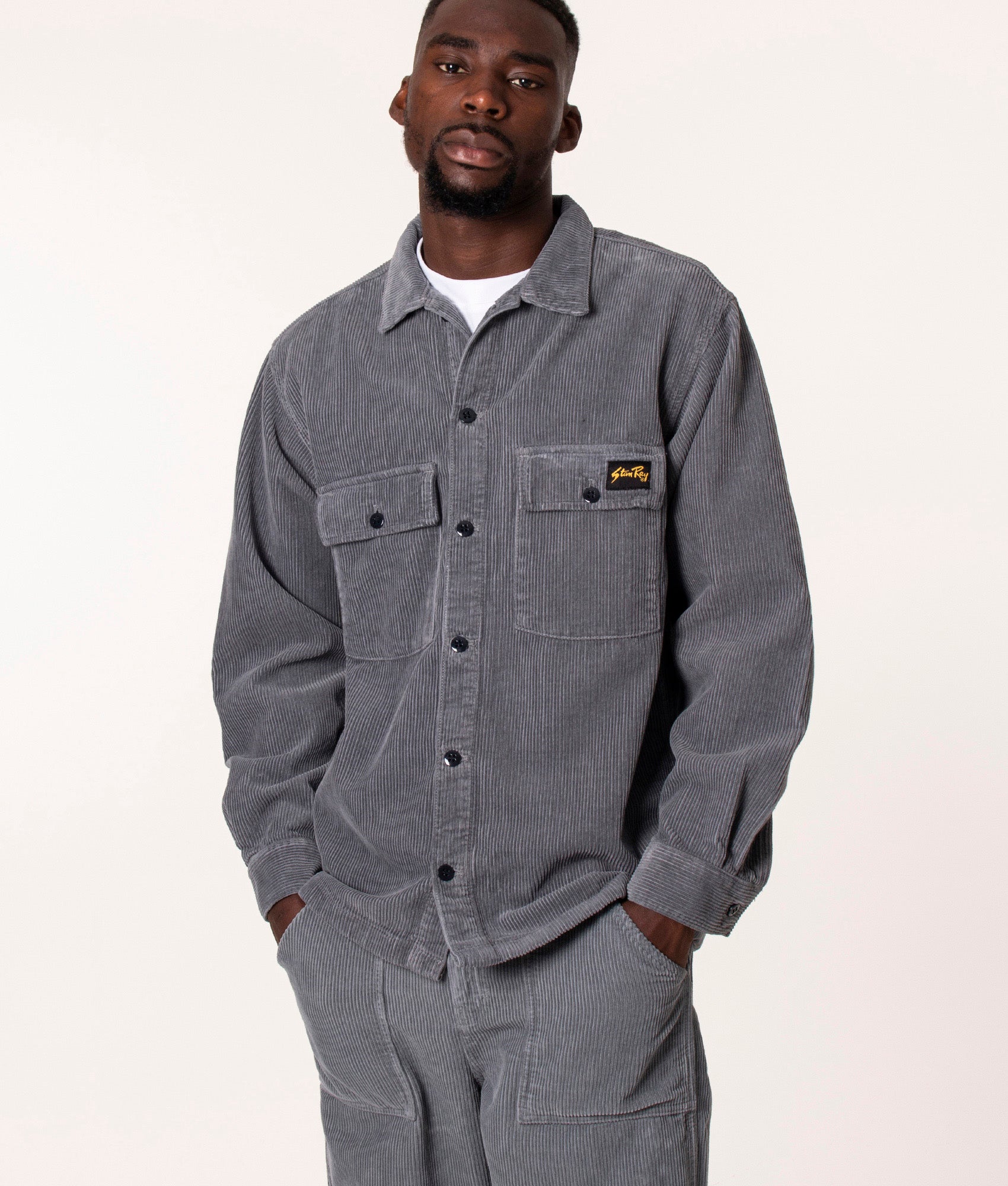 Stan Ray CPO Overshirt in Battle Grey at EQVVS. Front Shot 2.