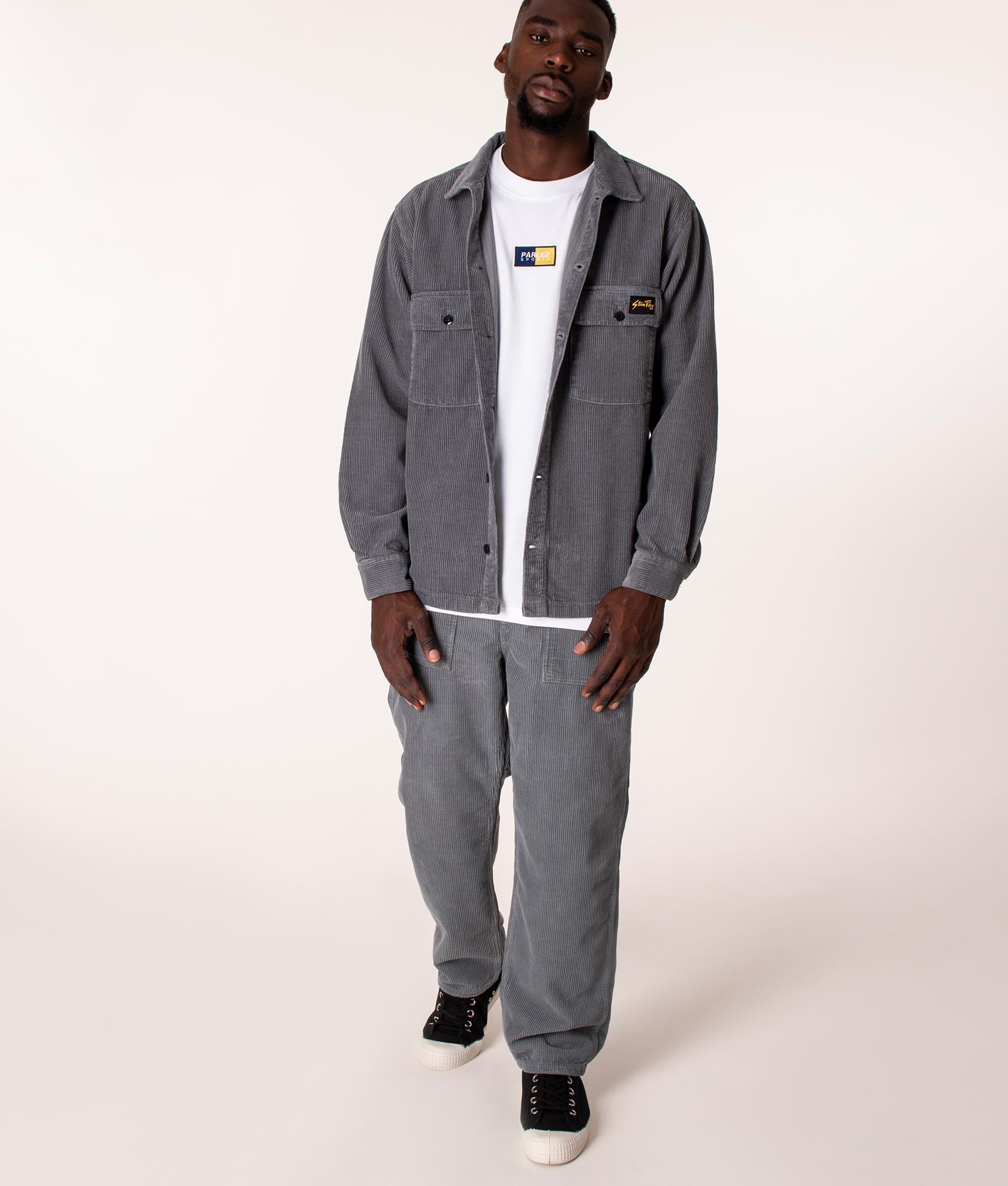 Stan Ray CPO Overshirt in Battle Grey at EQVVS. Full Shot. 