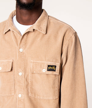 Stan Ray CPO Overshirt in Beige at EQVVS. Detail Shot.