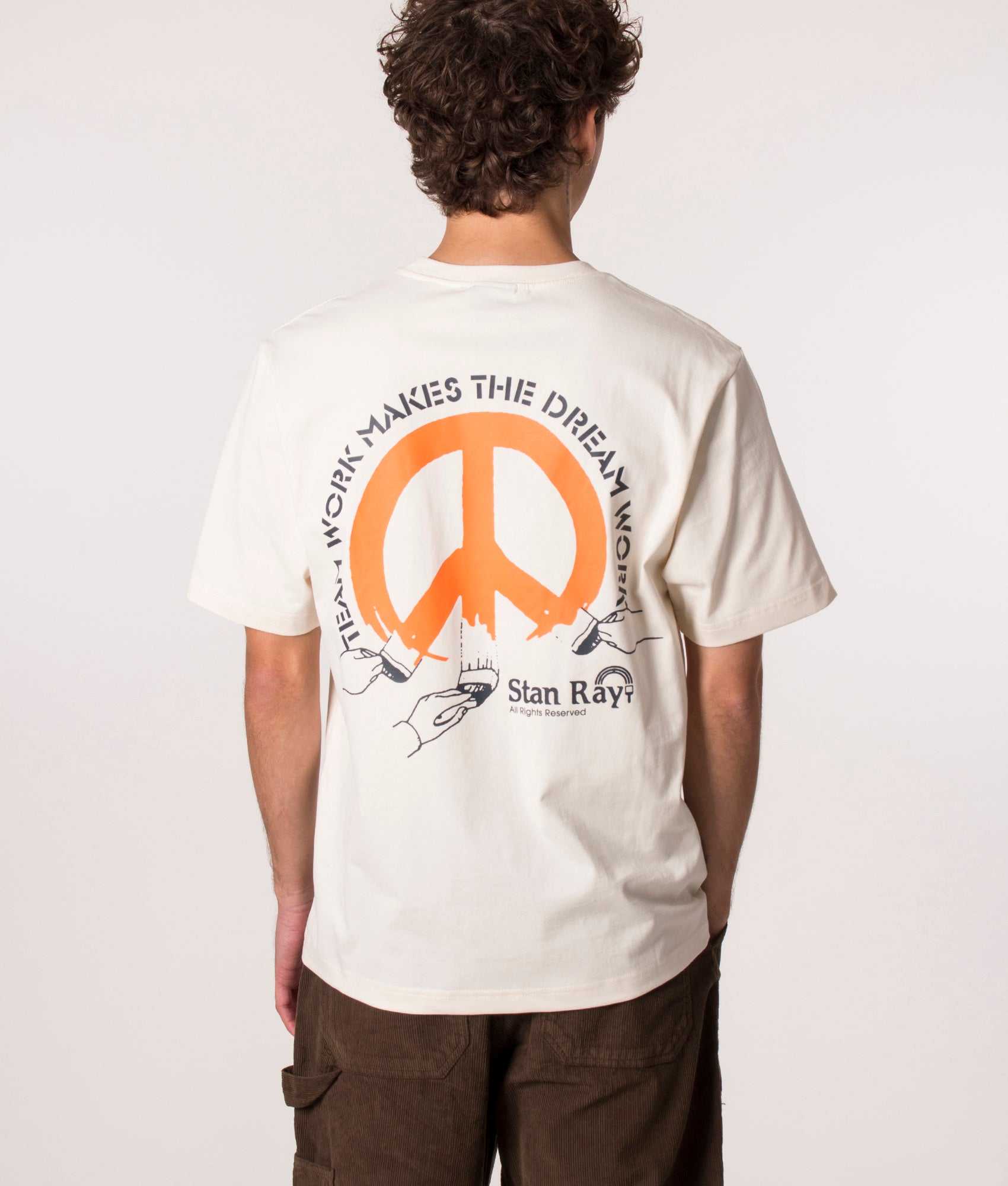 Stan Ray Dreamworks T-Shirt in Ecru at EQVVS. Model reverse