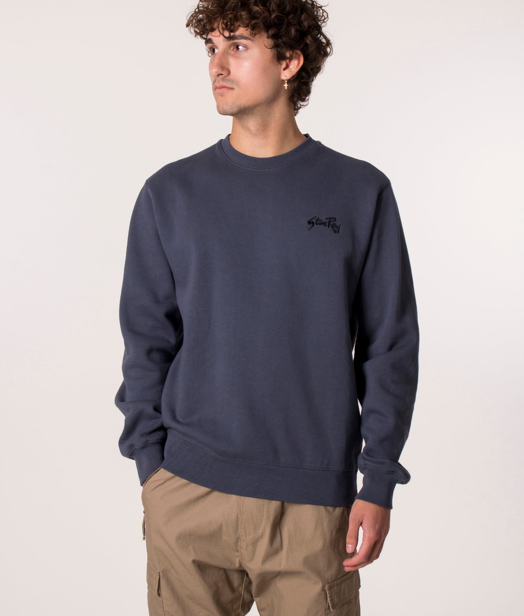 Stan Ray Stan OG Crew Sweatshirt in Battle Grey at EQVVS. Model front