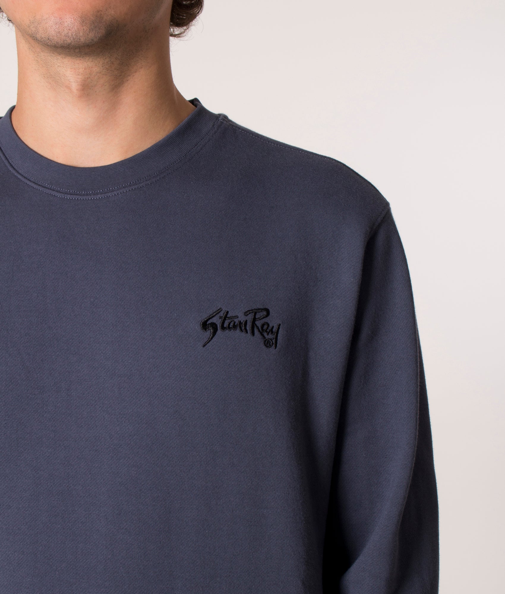 Stan Ray Stan OG Crew Sweatshirt in Battle Grey at EQVVS. Model detail