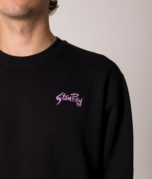 Stay Ray OG Crew Sweatshirt in Black at EQVVS. Model detail