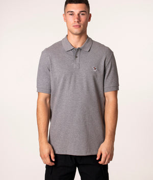PS Paul Smith Zebra Polo Shirt in Grey at EQVVS. Model, front. 
