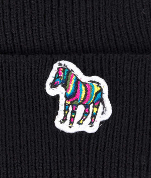 Zebra-Logo-Beanie-Hat-Black-PS-Paul-Smith-EQVVS