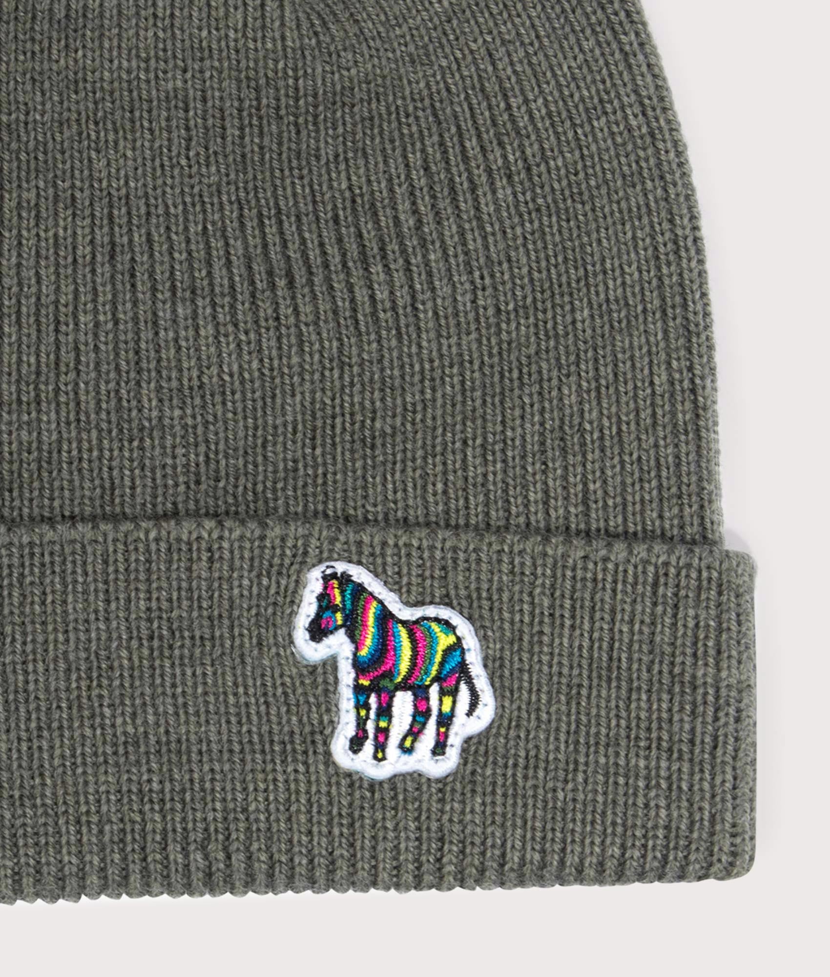 Zebra-Logo-Beanie-Hat-Khaki-PS-Paul-Smith-EQVVS