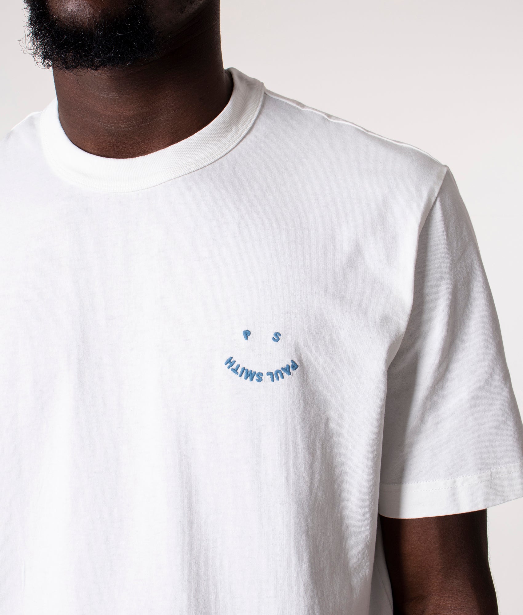 Tシャツ・カットソー Paul Smith T-SHIRT WITH EMBROIDERY PS HAPPY Men's Light Tan Embroidered 'Happy' T-Shirt