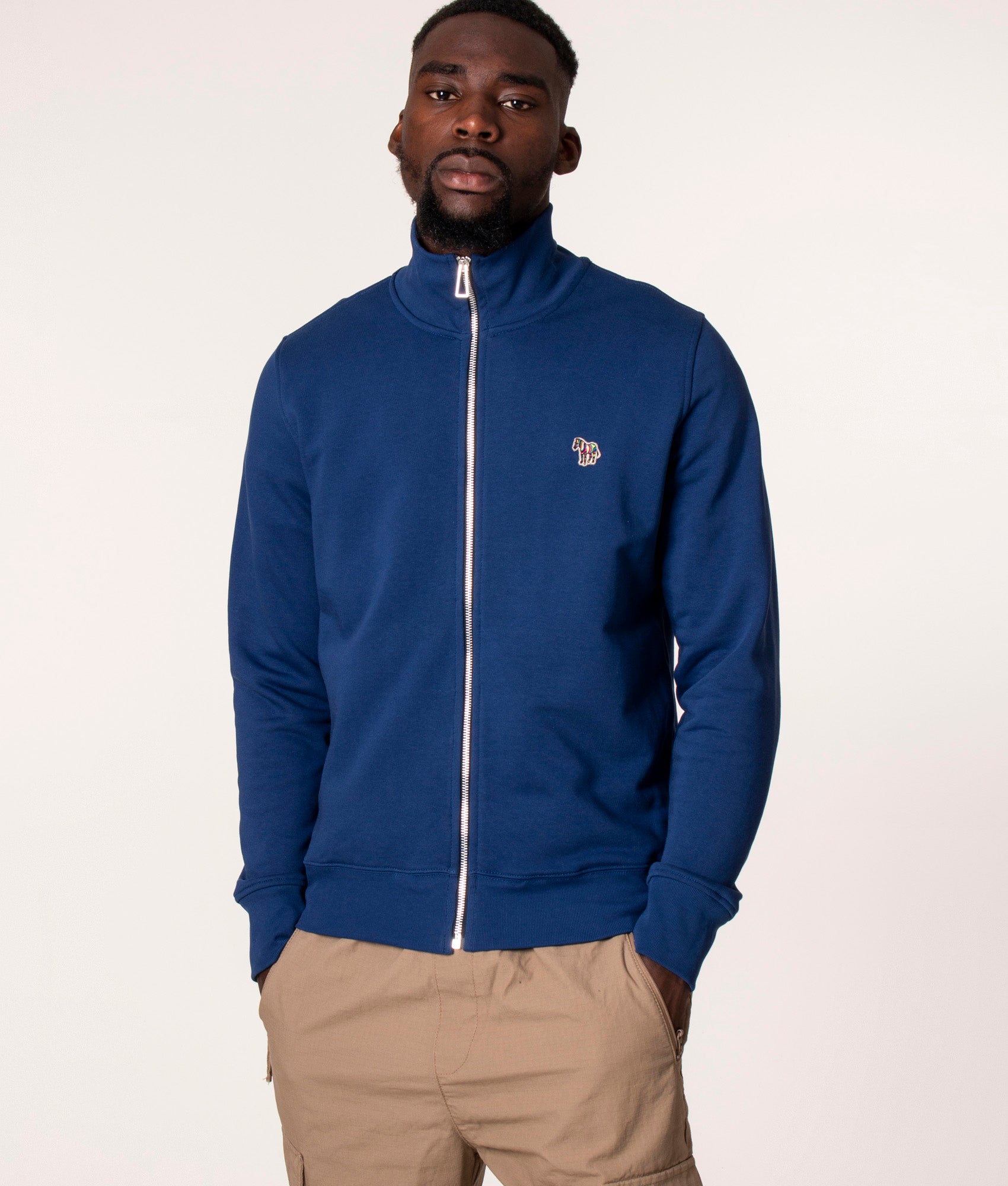 Regular Fit Zip Through Zebra Logo Sweatshirt