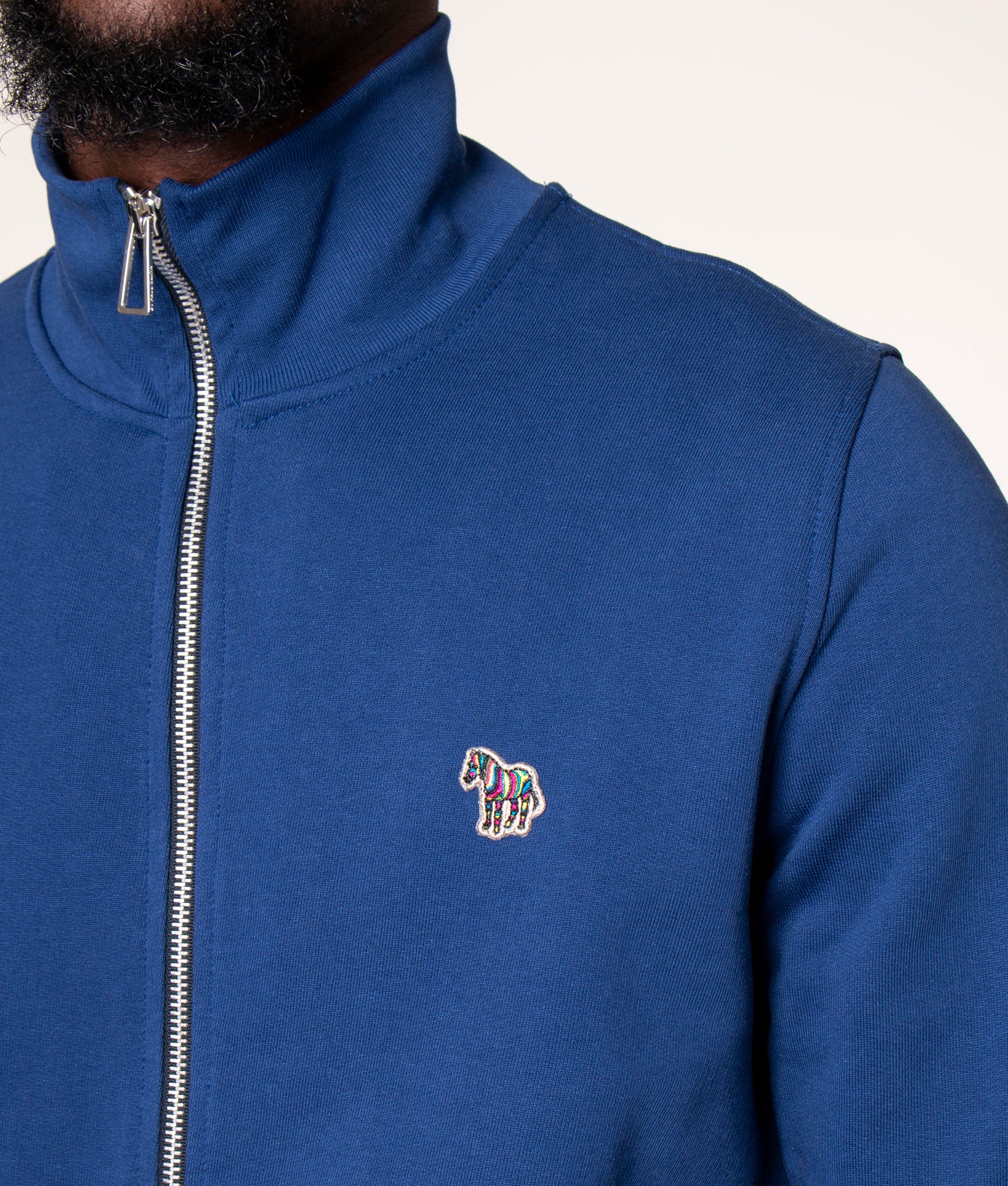 Regular Fit Zip Through Zebra Logo Sweatshirt