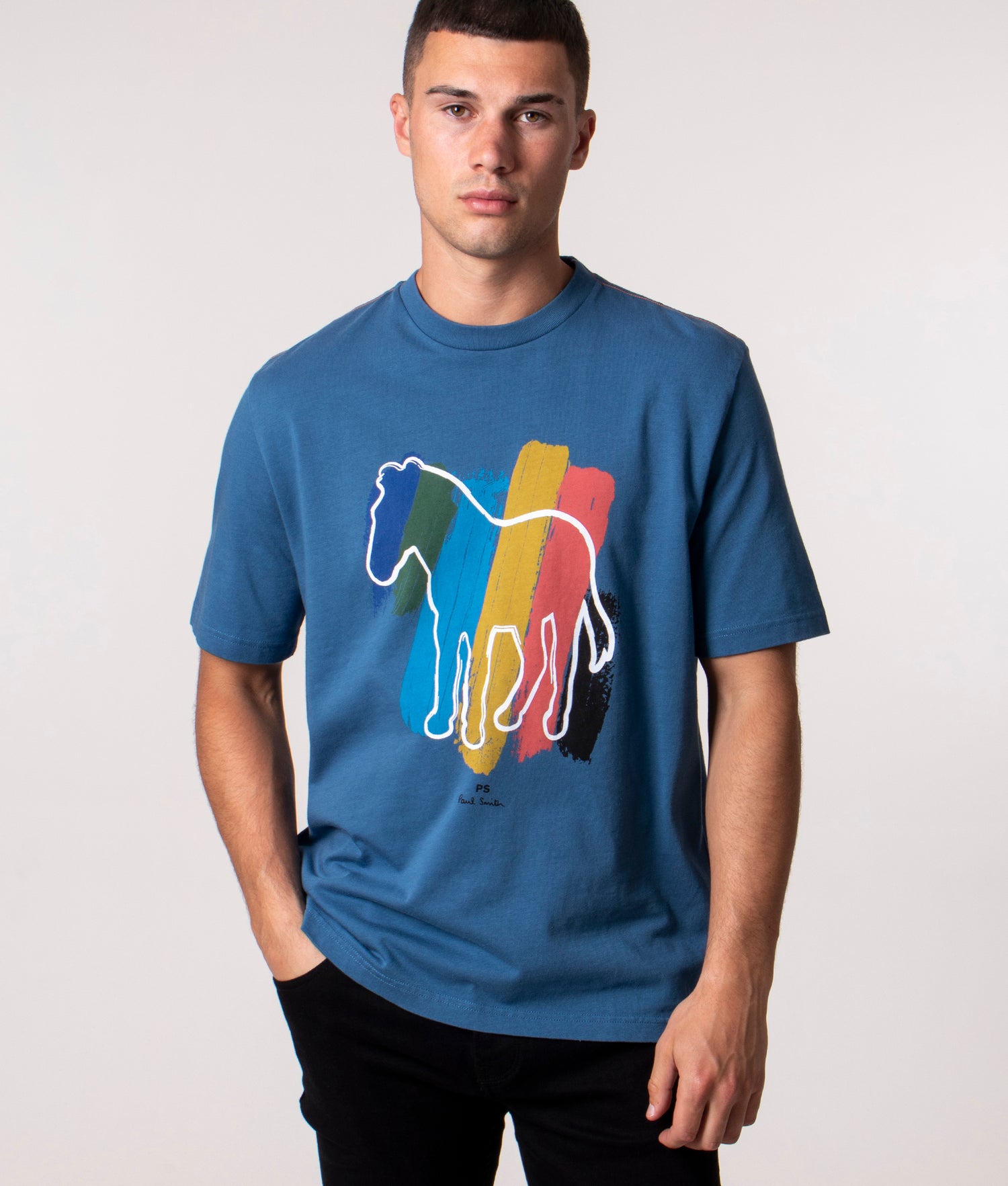 【PS25SS305】PS PAUL SMITH Tシャツ M2R 1927 P22268 Men's Black 'Painted Skull' Print T-Shirt