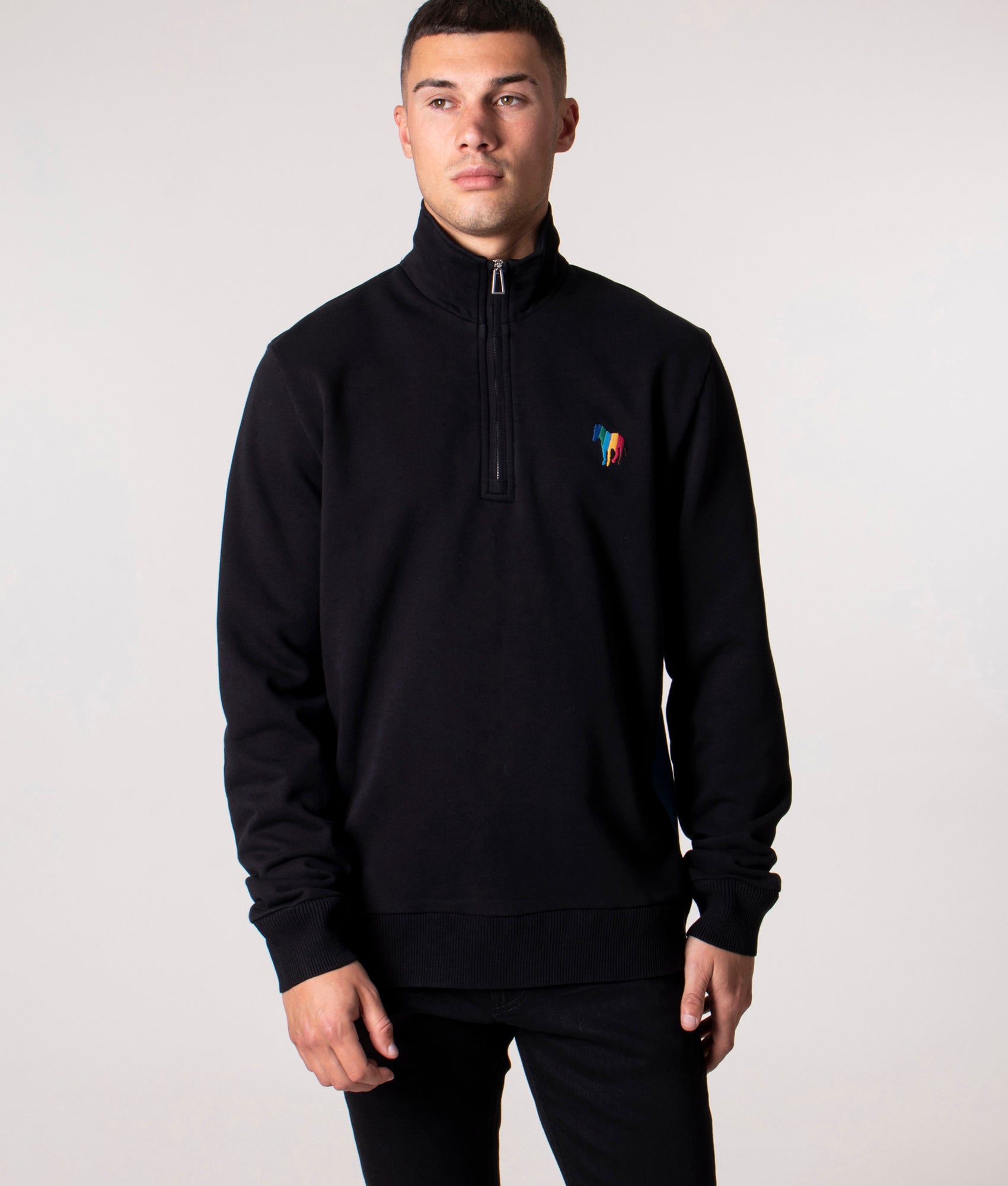 Zebra-Emblem-Quarter-Zip-Sweatshir-Black-PS-Paul-Smith-EQVVS