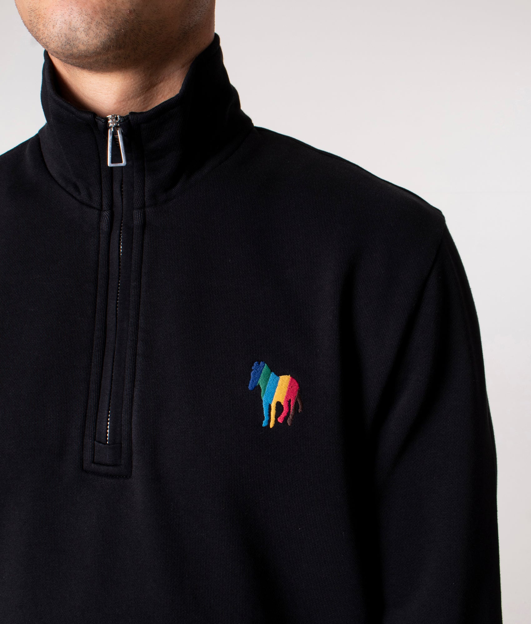 Zebra-Emblem-Quarter-Zip-Sweatshir-Black-PS-Paul-Smith-EQVVS
