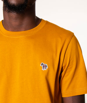 Zebra Badge T-Shirt in 13B Golden Yellow, PS Paul Smith, EQVVS, Chest Detail Model