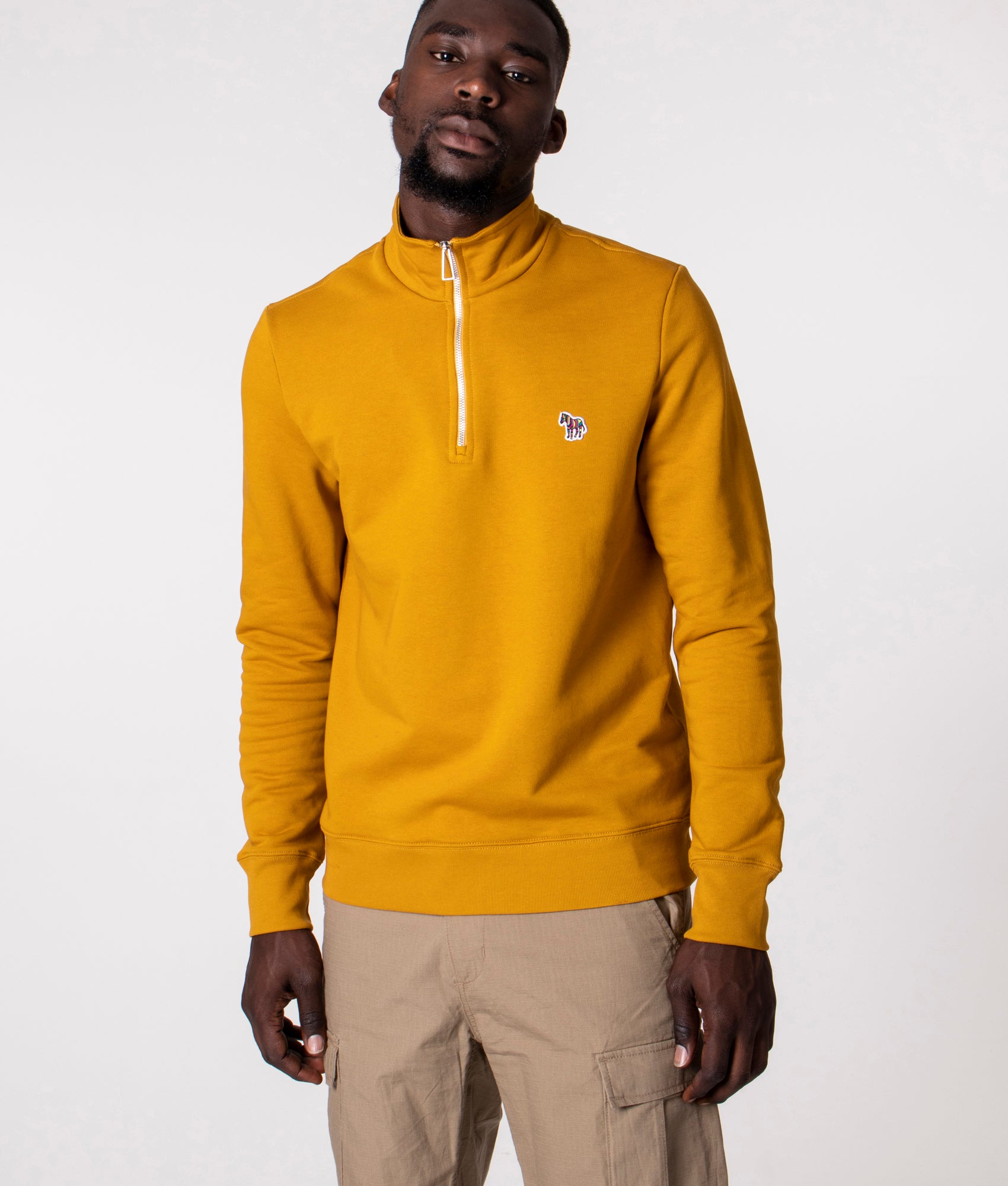 Quarter-Zip-Zebra-Logo-Sweatshirt-Yellow-PS-Paul-Smith-EQVVS