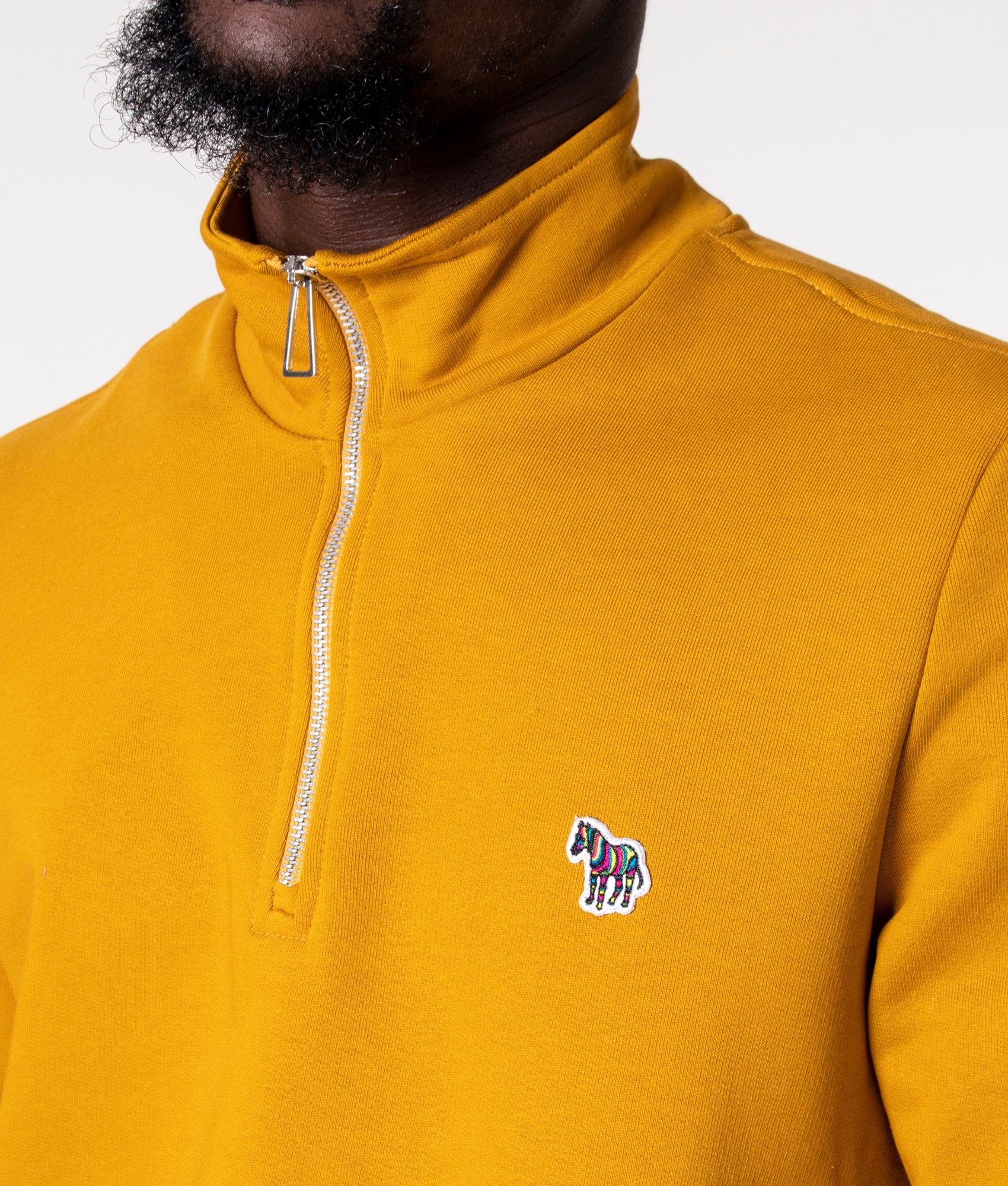Quarter-Zip-Zebra-Logo-Sweatshirt-Yellow-PS-Paul-Smith-EQVVS