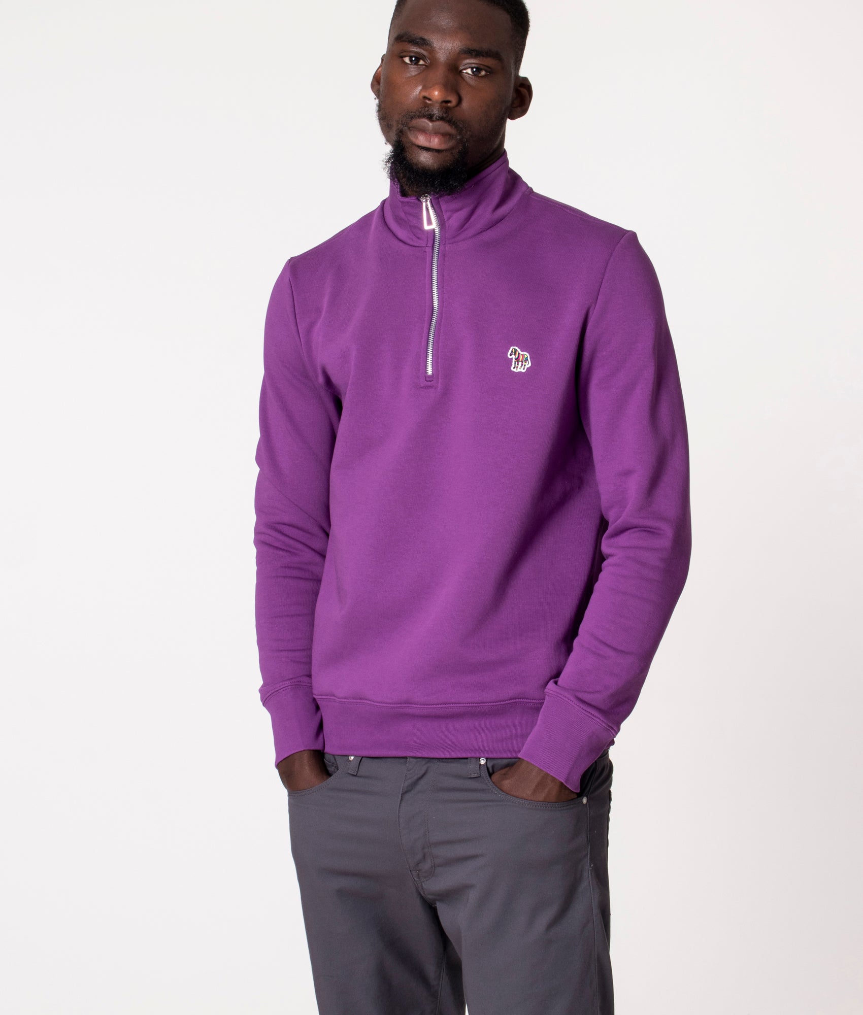 Quarter-Zip-Zebra-Logo-Sweatshirt-Purple-PS-Paul-Smith-EQVVS