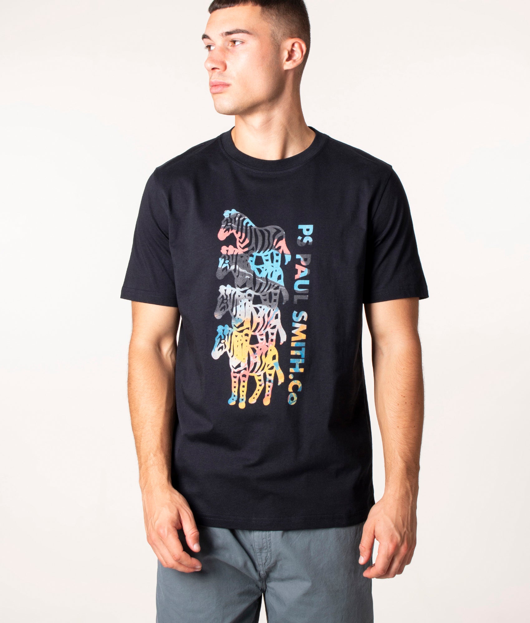 Four Zebras T-Shirt in 49 Very Dark Navy, PS Paul Smith,  EQVVS, Front Model