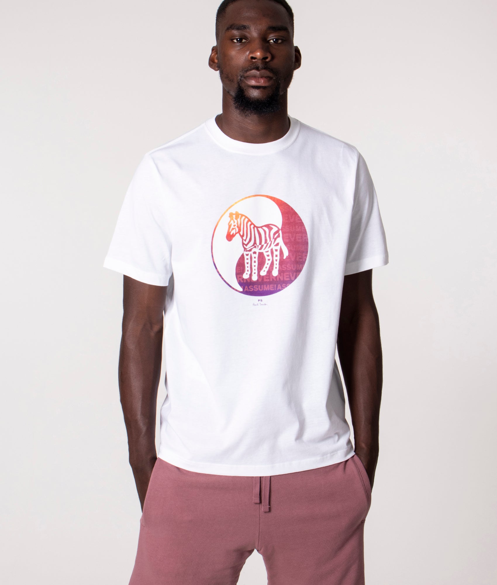 PS Paul Smith Yin Yang Zebra Logo T-Shirt in 01 White at EQVVS, Model Front