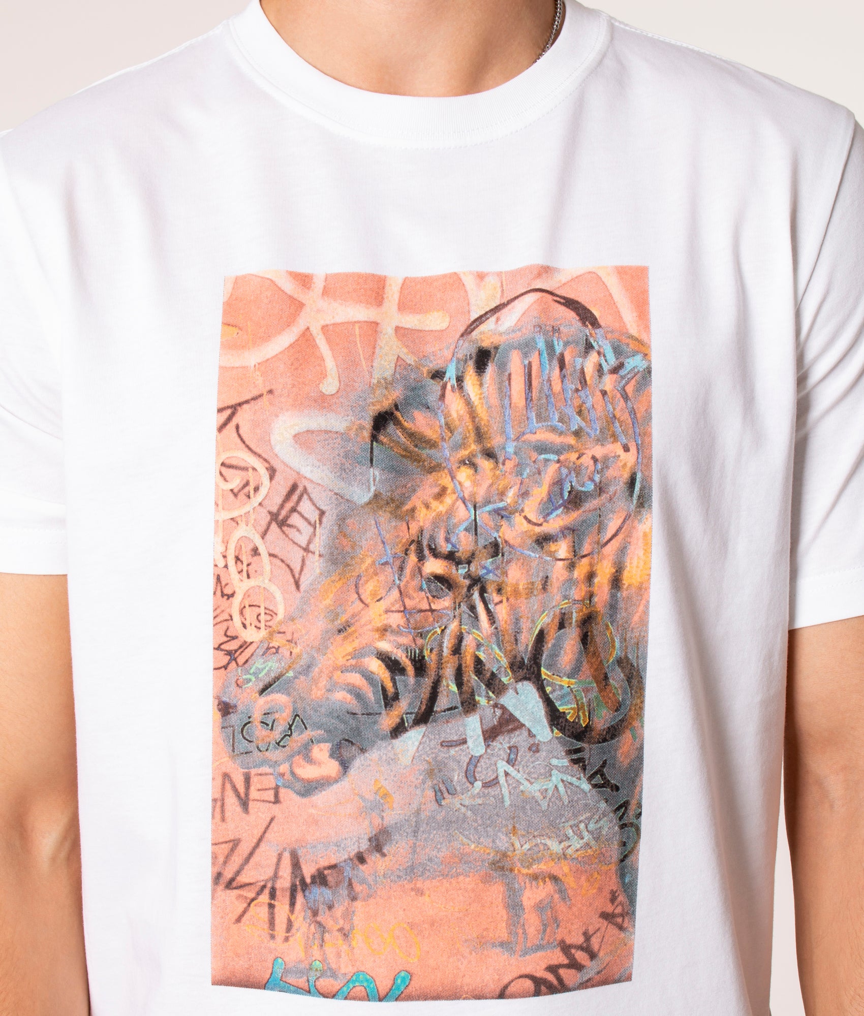 PS Paul Smith Graffiti T-Shirt in 01 White at EQVVS, Model Front detail