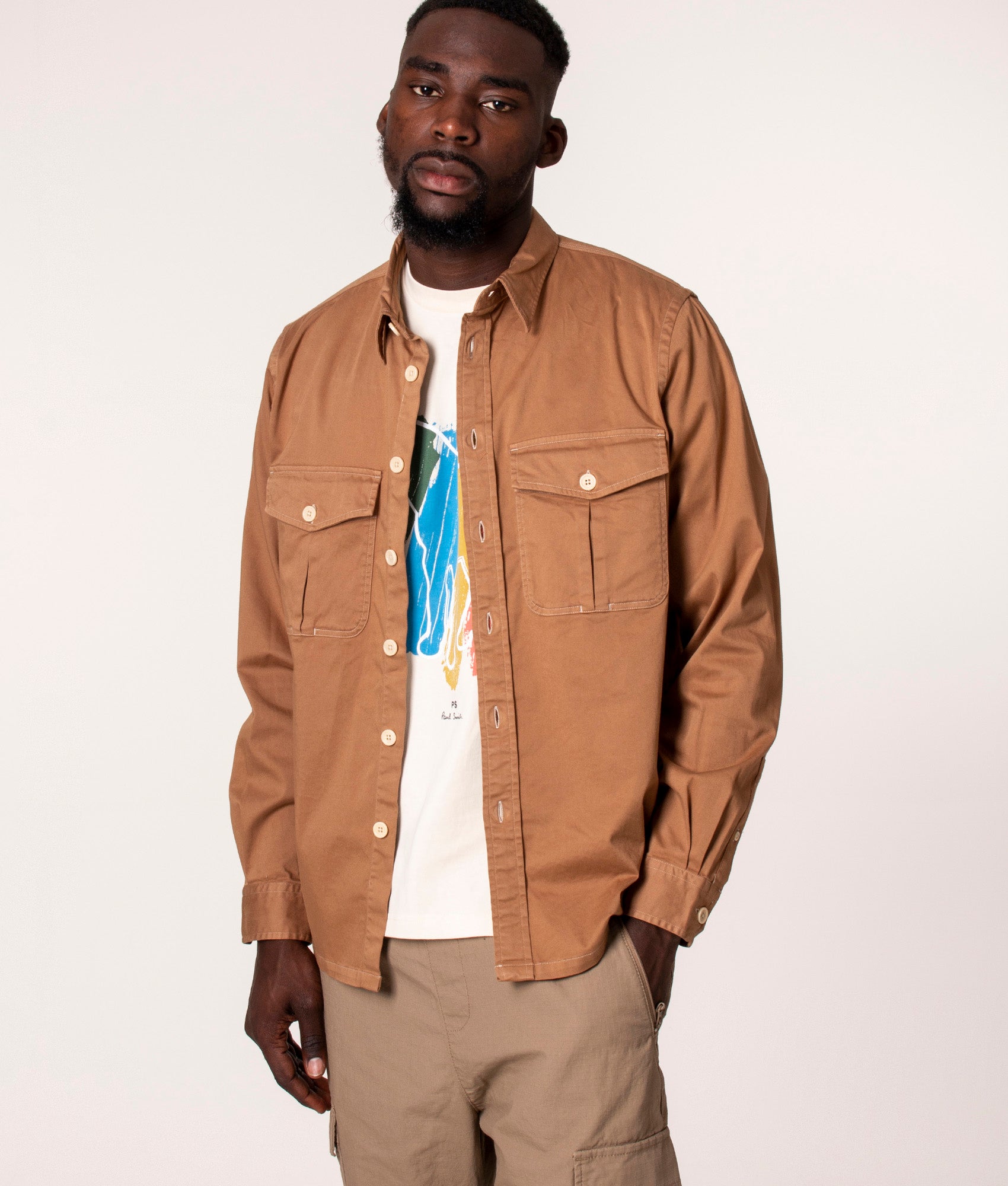 Relaxed-Fit-Chest-Pocket-Shirt-Camel-PS-Paul-Smith-EQVVS