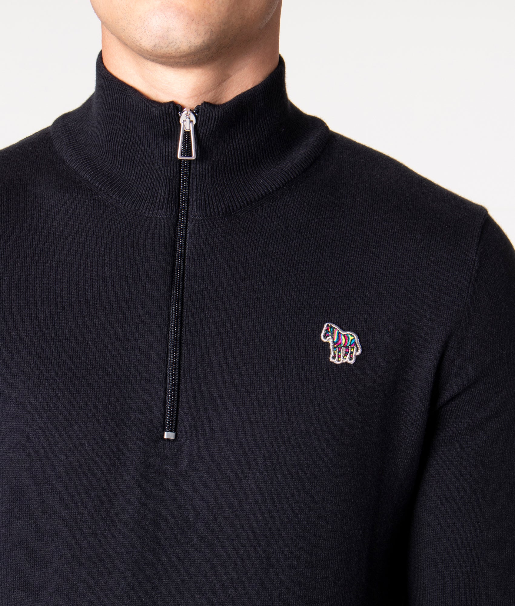 Quarter-Zip-Zebra-Badge-Sweatshirt-Black-PS-Paul-Smith-EQVVS