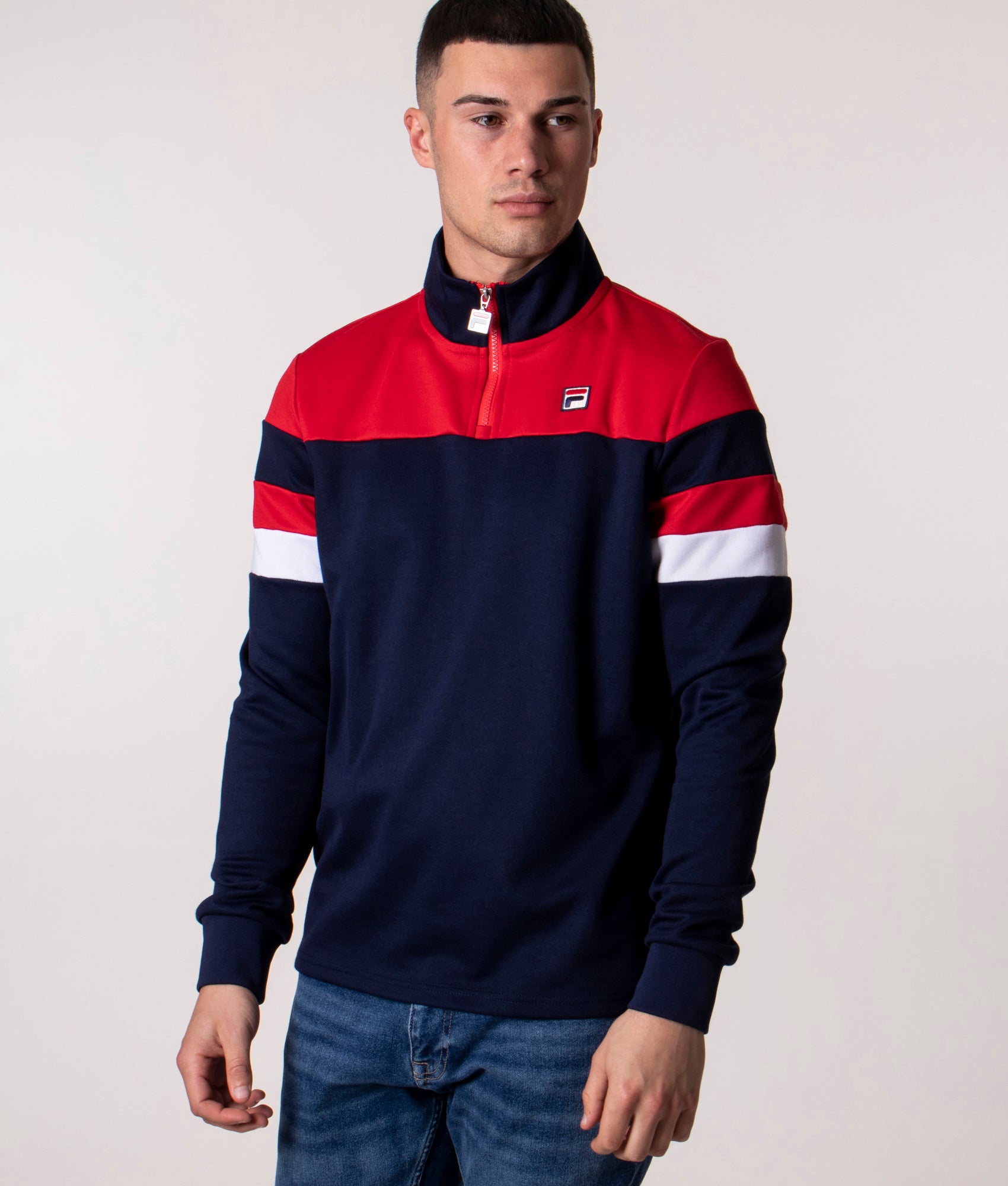 Quarter-Zip-Netpoint-Cycle-Sweatshirt-Peacoat/Chinese-Red/White-FILA-EQVVS