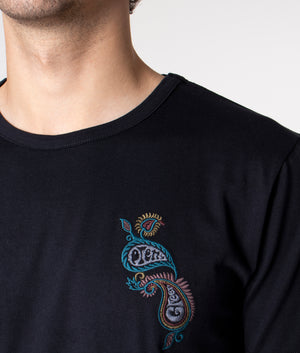 Slim Fit Alloway Paisley Embroidered T-Shirt | Black | Pretty Green | EQVVS