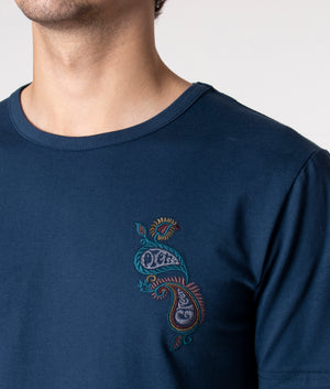 Slim Fit Alloway Paisley Embroidered T-Shirt | Blue | Pretty Green | EQVVS