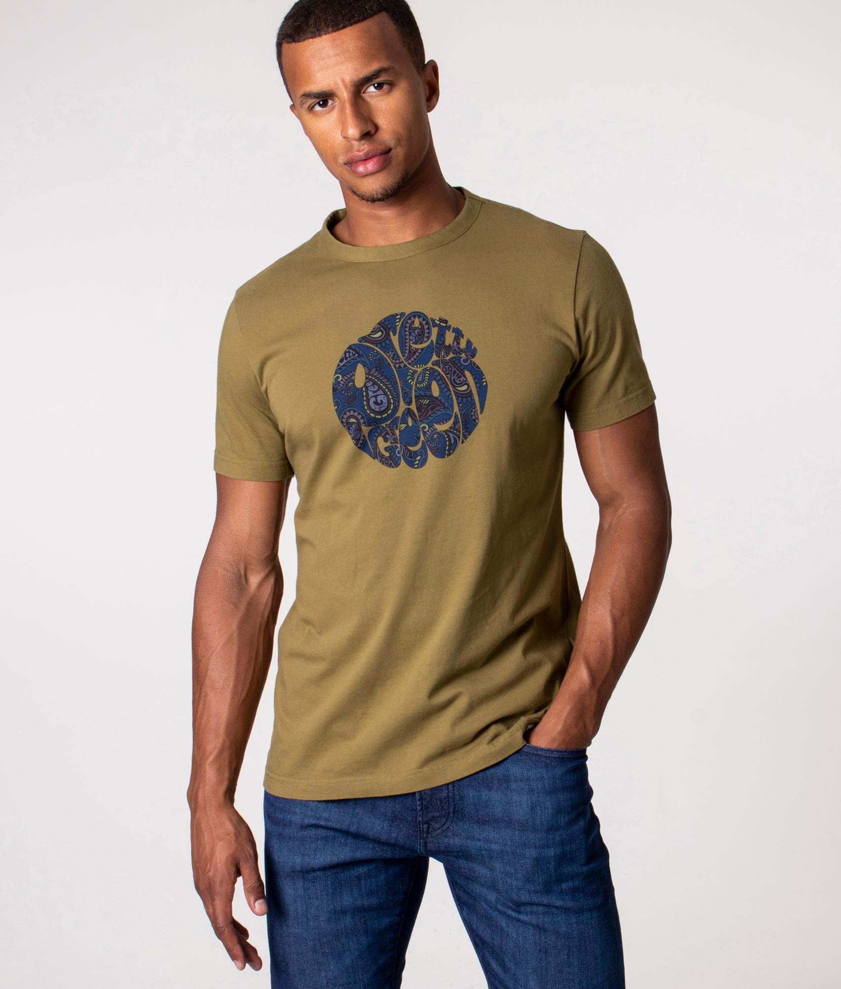 Slim-Fit-Alloway-Paisley-Logo-T-Shirt-Yellow/Olive-Pretty-Green-EQVVS