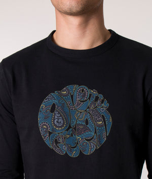 Long Sleeve Alloway Paisley Logo T-Shirt in Black, EQVVS.
