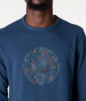 Slim-Fit-Long-Sleeve-Alloway-Paisley Logo T-Shirt-Navy-Pretty-Green-EQVVS