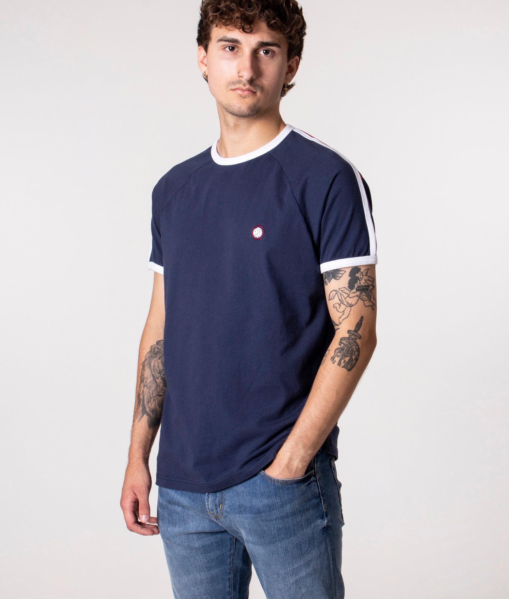 Slim Fit Tilby Ringer T-Shirt | Navy | Pretty Green | EQVVS