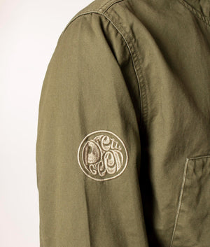 Pretty Green Cooper Short Jacket in Khaki at EQVVS, Model Arm Detail