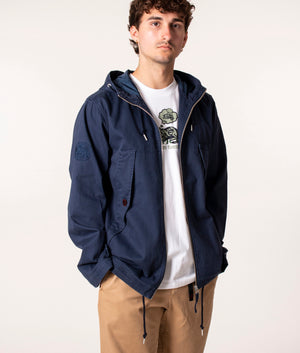 Pretty Green Cooper Short Jacket in Navy at EQVVS, Model front angle