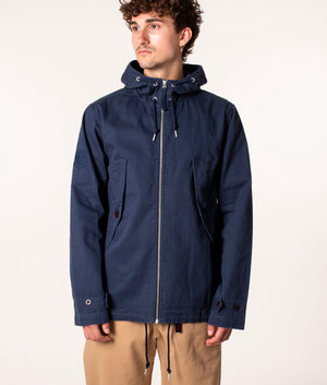 Pretty Green Cooper Short Jacket in Navy at EQVVS, Model front