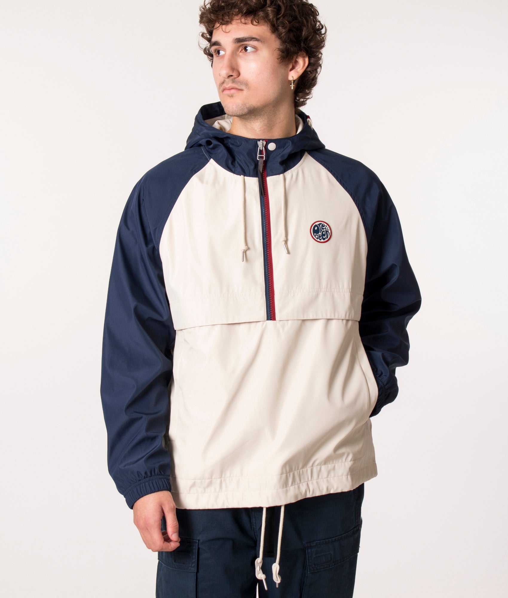 Pretty Green Tilby Colourblock Overhead Jacket in Navy, EQVVS. 