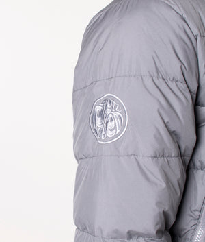 Pretty Green Cyclone Quilted Jacket in Grey at EQVVS, Model arm detail
