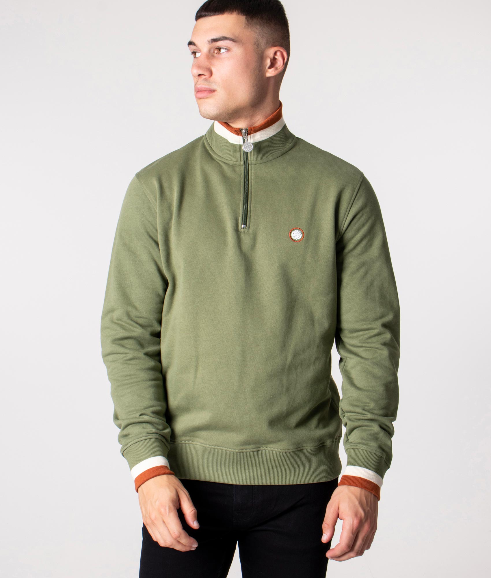 Quarter-Zip-Tilby-Sweatshirt-Green-Pretty-Green-EQVVS