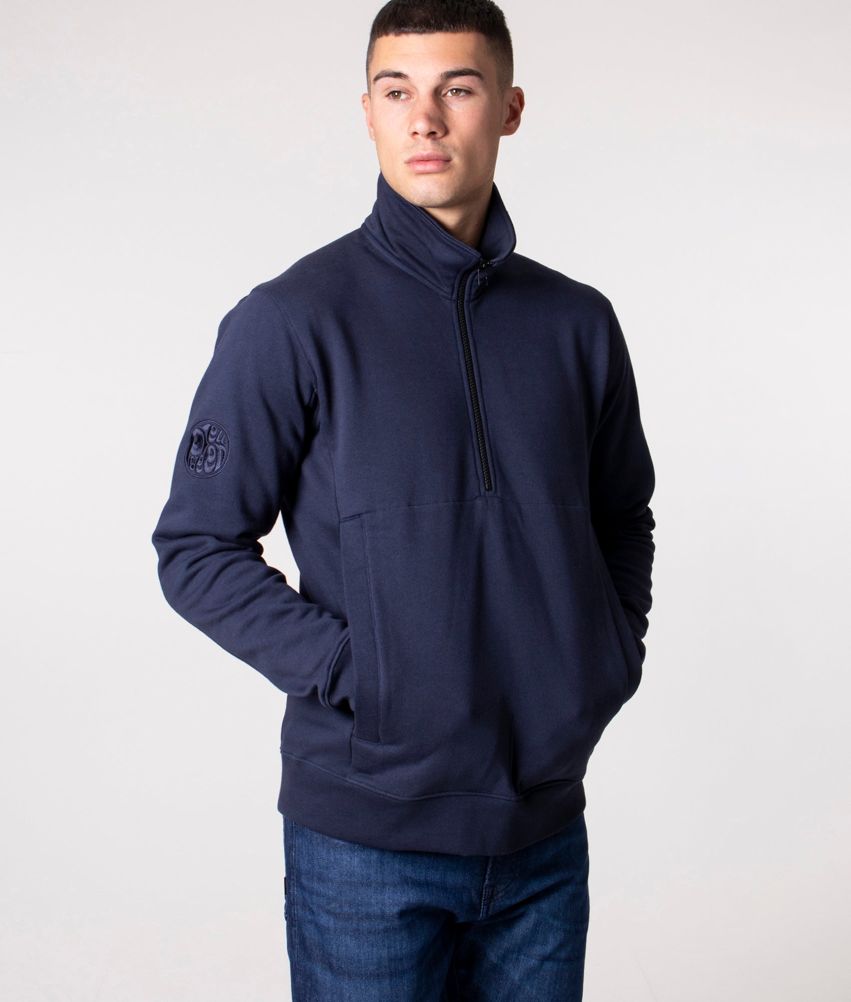 Quarter-Zip-Celestial-Sweatshirt-Navy-Pretty-Green-EQVVS