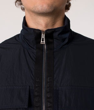 Belstaff Halstead Fleece in Navy at EQVVS. Model detail