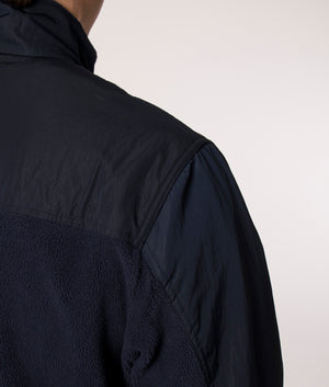 Belstaff Halstead Fleece in Navy at EQVVS. Model detail
