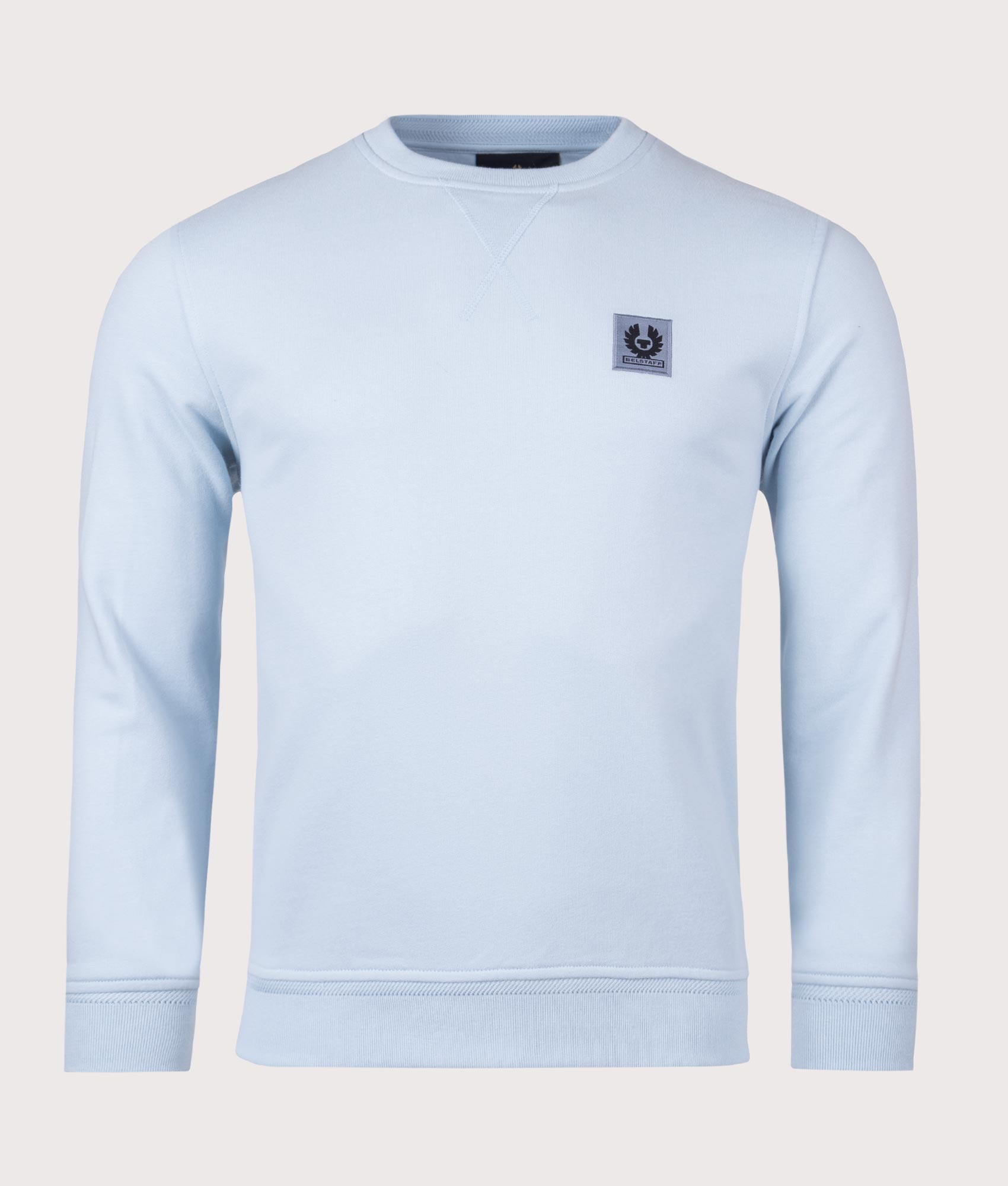 Belstaff Sweatshirt in Sky Blue at EQVVS Menswear. Front shot.