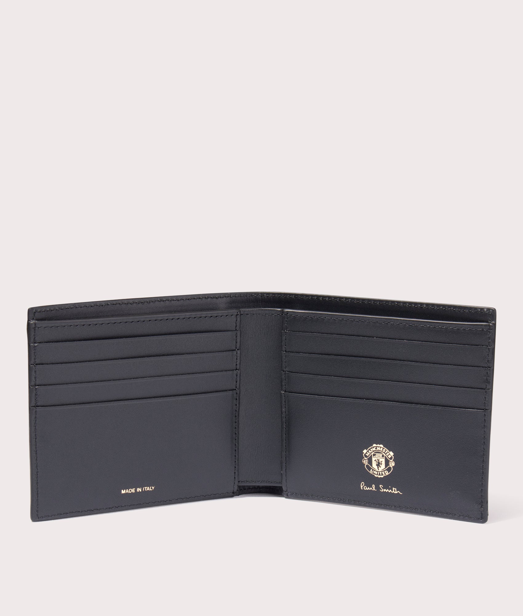 Manchester United Billfold Wallet in Black by Ps Paul Smith at EQVVS open interior image