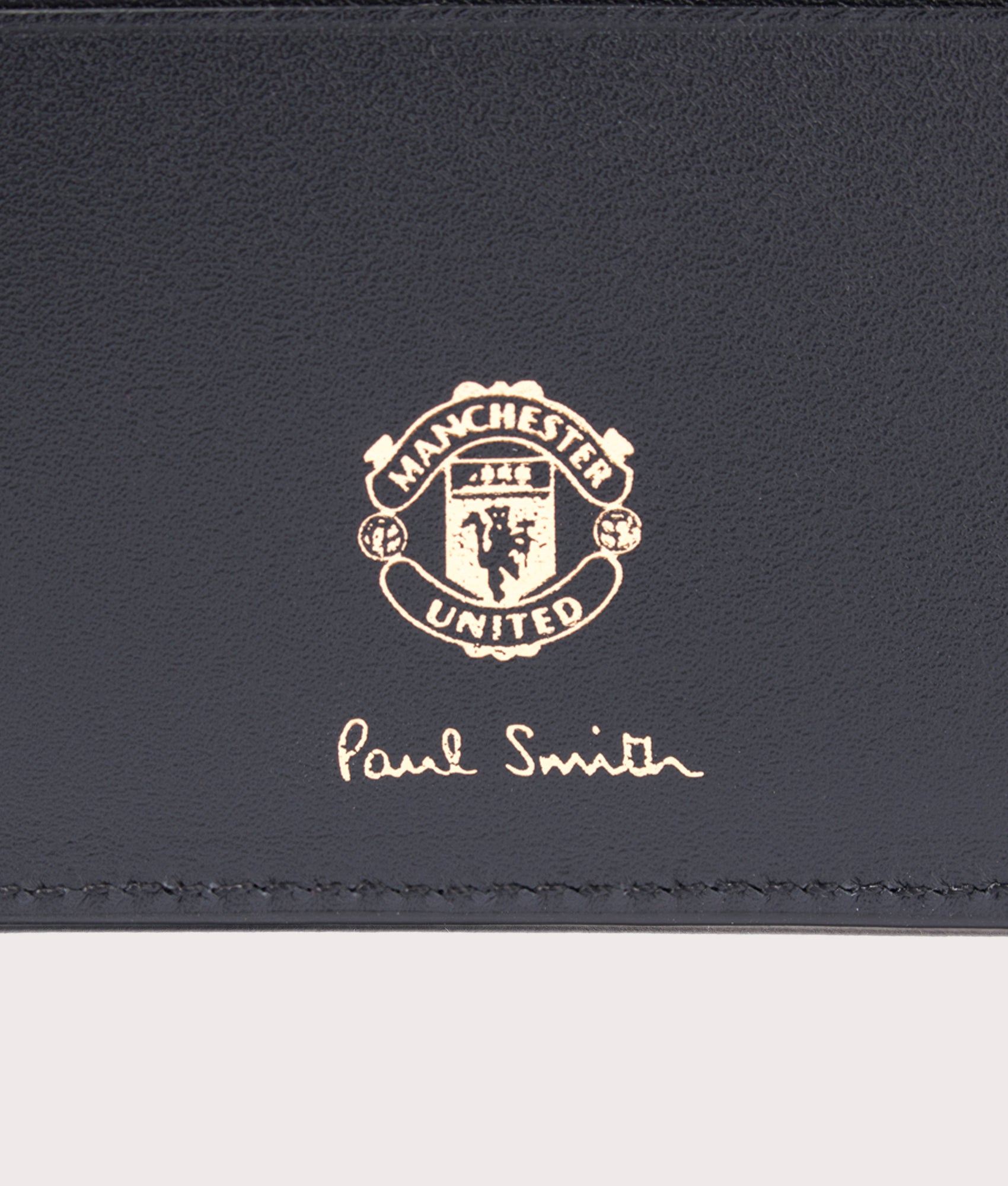 Manchester United Billfold Wallet in Black by Ps Paul Smith at EQVVS interior close up detail image