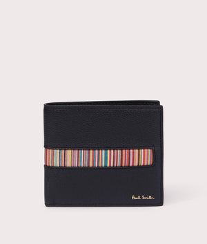 Signature Stripe insert Billfold Wallet in Black by PS Paul Smith at EQVVS front image