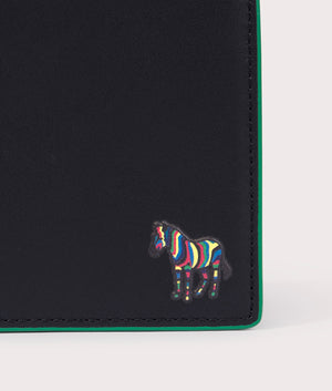 Zebra Billfold Wallet in Black by PS Paul Smith at EQVVS close up detail image